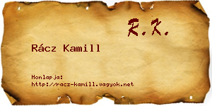 Rácz Kamill névjegykártya