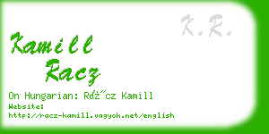 kamill racz business card